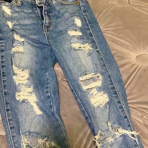 Blue mamba distressed jeans.